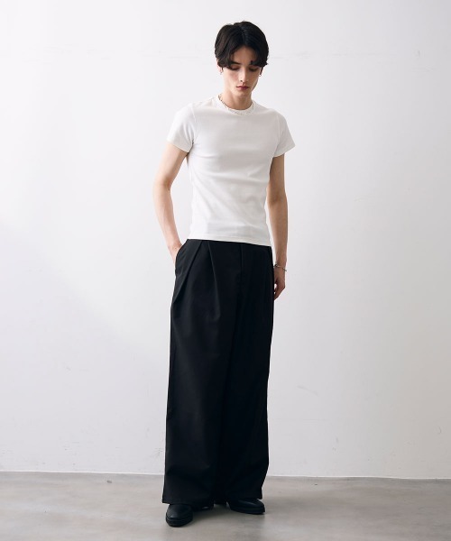 Shoowtime(ショウタイム)の「Cropped tight T-shirt / クロップドタイトTシャツ(Tシャツ/カットソー・メンズ・ホワイト/ブラック・MEDIUM/LARGE/X-LARGE)」の4枚目の写真