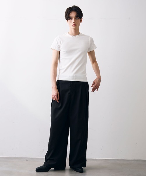 Shoowtime(ショウタイム)の「Cropped tight T-shirt / クロップドタイトTシャツ(Tシャツ/カットソー・メンズ・ホワイト/ブラック・MEDIUM/LARGE/X-LARGE)」の7枚目の写真