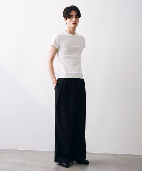 Shoowtime(ショウタイム)の「Cropped tight T-shirt / クロップドタイトTシャツ(Tシャツ/カットソー・メンズ・ホワイト/ブラック・MEDIUM/LARGE/X-LARGE)」の8枚目の写真