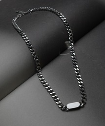 Lilamusant（リラミュゾン）の「【RS】【Lilamusant(リラミュゾン)】プレートデザインネックレス ステンレス 喜平チェーン ユニセックス Y2K 韓国 グランジ ストリート（ネックレス）」