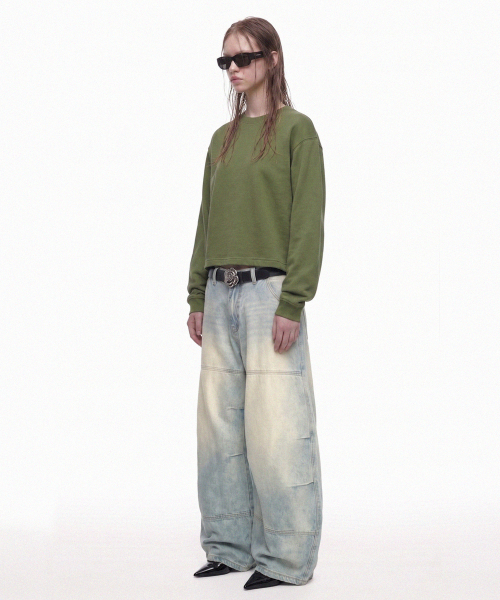 PRINOAR（プリノア）の「セミクロップ長袖Tシャツ - グリーナリー（Tシャツ/カットソー・レディース・カーキ・SMALL/MEDIUM/LARGE）」の4枚目の写真