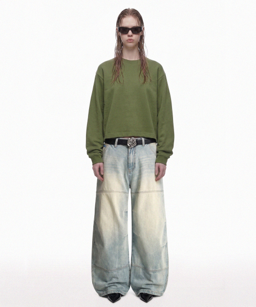 PRINOAR（プリノア）の「セミクロップ長袖Tシャツ - グリーナリー（Tシャツ/カットソー・レディース・カーキ・SMALL/MEDIUM/LARGE）」の5枚目の写真