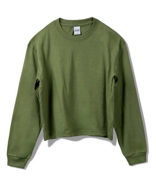 PRINOAR（プリノア）の「セミクロップ長袖Tシャツ - グリーナリー（Tシャツ/カットソー・レディース・カーキ・SMALL/MEDIUM/LARGE）」の7枚目の写真