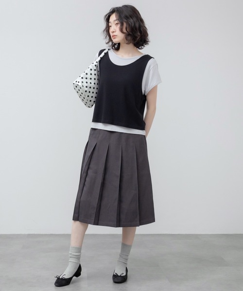 HEILIS(ヘイリス)の「レイヤード風半袖Tシャツ / 半袖 カットソー トップス 韓国 ブラック レッド 赤T レイヤード風 オーバーサイズ メンズライク 重ね着 シンプル 無地 カジュアル 春服 夏服(Tシャツ/カットソー・レディース・レッド/ブラック・FREE)」の11枚目の写真