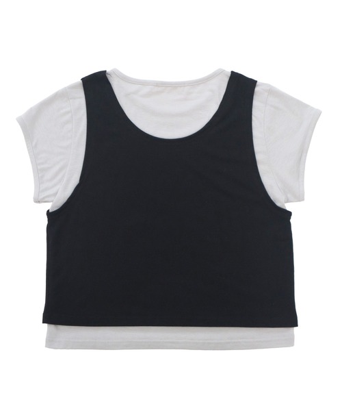 HEILIS(ヘイリス)の「レイヤード風半袖Tシャツ / 半袖 カットソー トップス 韓国 ブラック レッド 赤T レイヤード風 オーバーサイズ メンズライク 重ね着 シンプル 無地 カジュアル 春服 夏服(Tシャツ/カットソー・レディース・レッド/ブラック・FREE)」の3枚目の写真