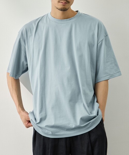 ATON(エイトン)の「【ATON/エイトン】SUVIN 60/2 OVERSIZED T-SHIRT(Tシャツ/カットソー・メンズ・ブラック/サックスブルー/ホワイト・2/4/6)」の1枚目の写真