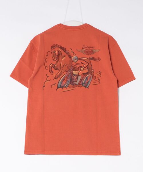 Harley-Davidson(ハーレーダビッドソン)の「Dickies(R) x H-D(R)ホースパワー ヘビーウェイト 顔料染めTシャツ(Tシャツ/カットソー・メンズ・オレンジ系その他・X-SMALL/SMALL/MEDIUM/LARGE/X-LARGE)」の5枚目の写真