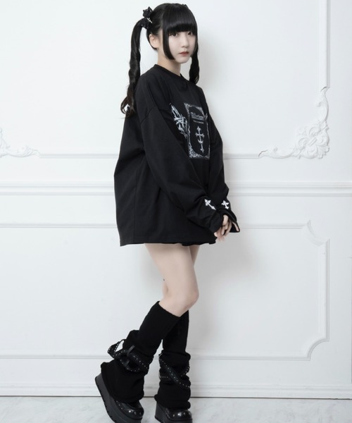 mine by LAFARY(マインバイラファリー)の「ムーンクロスTシャツ(Tシャツ/カットソー・レディース・ブラック/ホワイト・FREE)」の10枚目の写真