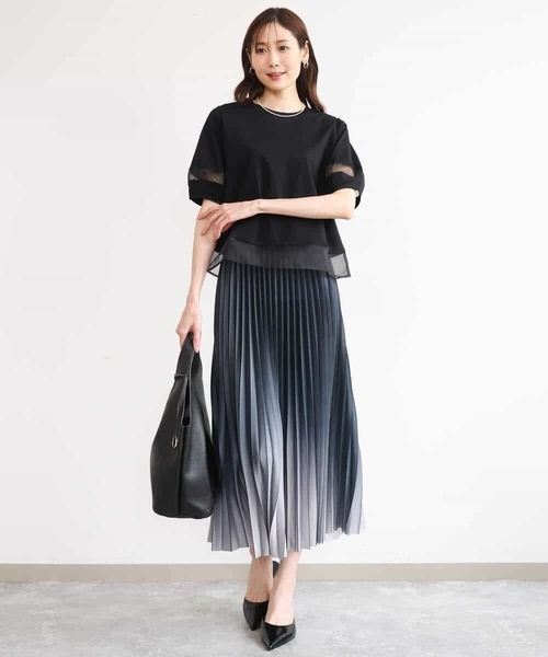 MK MICHEL KLEIN（エムケーミッシェルクラン）の「[洗える]グラデーションデザインニットプリーツスカート（スカート・レディース・ターコイズブルー/ブルー/ブラック・38）」の8枚目の写真