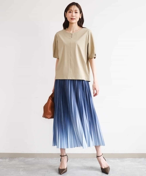 MK MICHEL KLEIN（エムケーミッシェルクラン）の「[洗える]グラデーションデザインニットプリーツスカート（スカート・レディース・ターコイズブルー/ブルー/ブラック・38）」の18枚目の写真