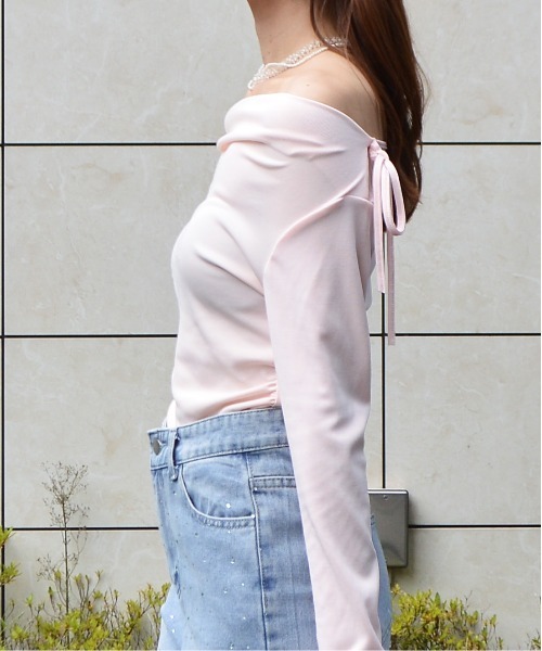 &soiree(アンドソワレ)の「オフショルピンクトップス(Tシャツ/カットソー・レディース・ピンク・FREE)」の8枚目の写真