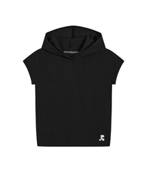 CAP SLEEVE HOODIE - BLACK