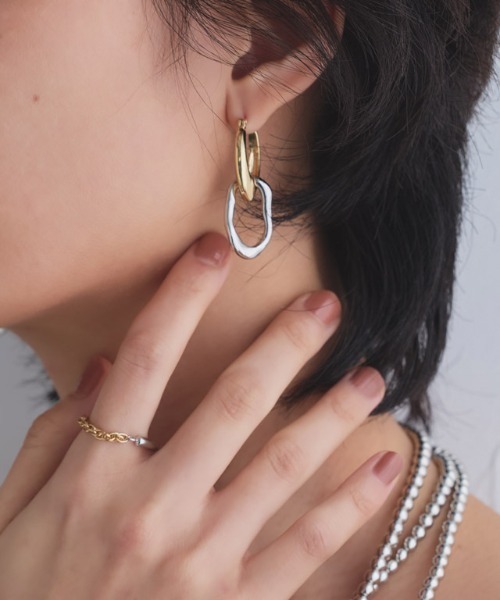 RASW（ラス）の「[RASW]2wayアーモンドフープピアス（ピアス（両耳用）・レディース・シルバー/ゴールド系その他・FREE）」の2枚目の写真