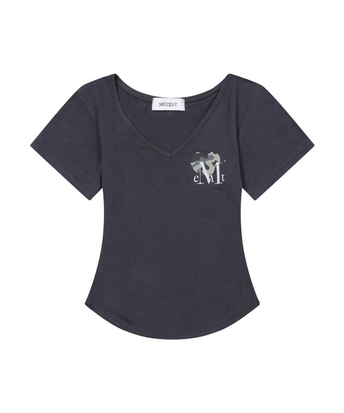 MUCENT(ムセント)の「◇MUCENT◇ブランド直輸入正規品/VAINT HEART CAMO VネックハーフT VAINT HEART CAMO V-NECK HALF T(Tシャツ/カットソー・レディース・チャコール/ホワイト/ブラック・FREE)」の13枚目の写真