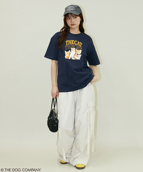 PUBLUX(パブリュクス)の「PUBLUX/パブリュクス THE DOG / THE CAT カレッジ風 Tシャツ 限定展開(Tシャツ/カットソー・レディース・ネイビー/ライトグレー/チャコールグレー/オフホワイト・フリ-)」の9枚目の写真