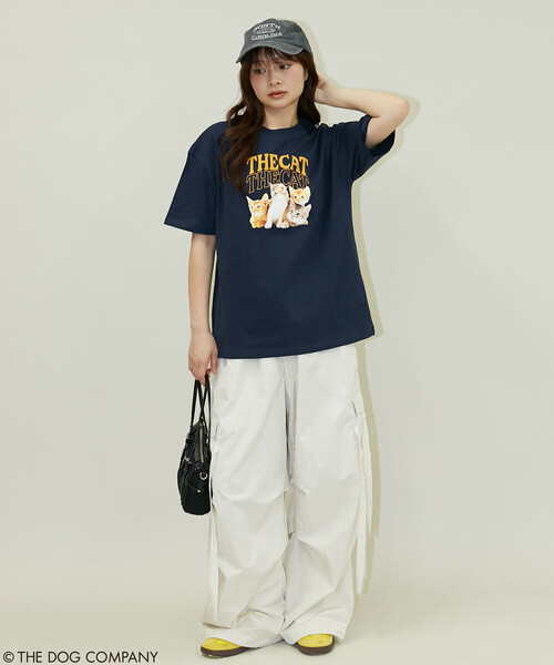 PUBLUX(パブリュクス)の「PUBLUX/パブリュクス THE DOG / THE CAT カレッジ風 Tシャツ 限定展開(Tシャツ/カットソー・レディース・ネイビー/ライトグレー/チャコールグレー/オフホワイト・フリ-)」の11枚目の写真