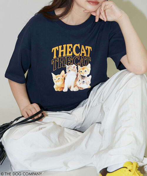 PUBLUX(パブリュクス)の「PUBLUX/パブリュクス THE DOG / THE CAT カレッジ風 Tシャツ 限定展開(Tシャツ/カットソー・レディース・ネイビー/ライトグレー/チャコールグレー/オフホワイト・フリ-)」の12枚目の写真