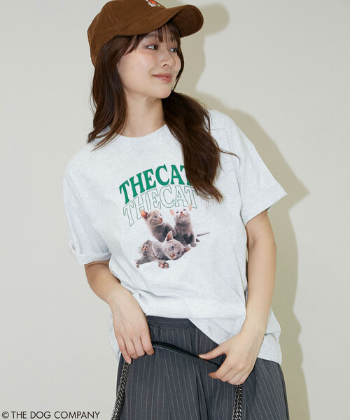 PUBLUX(パブリュクス)の「PUBLUX/パブリュクス THE DOG / THE CAT カレッジ風 Tシャツ 限定展開(Tシャツ/カットソー・レディース・ネイビー/ライトグレー/チャコールグレー/オフホワイト・フリ-)」の17枚目の写真