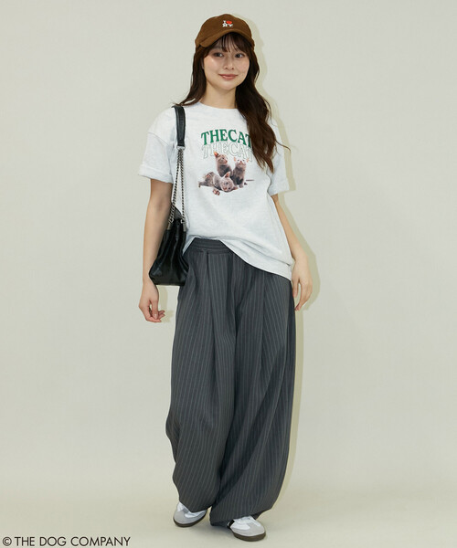 PUBLUX(パブリュクス)の「PUBLUX/パブリュクス THE DOG / THE CAT カレッジ風 Tシャツ 限定展開(Tシャツ/カットソー・レディース・ネイビー/ライトグレー/チャコールグレー/オフホワイト・フリ-)」の21枚目の写真