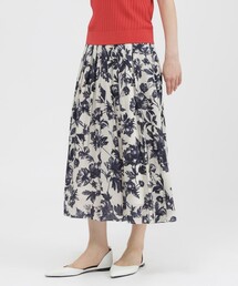 【eclat/Nikkei Magazine掲載】【接触冷感】シアーフラワープリント スカート