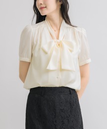 【大人気ブラウスから待望の半袖ver登場!】フロントタイハーフスリーブブラウス