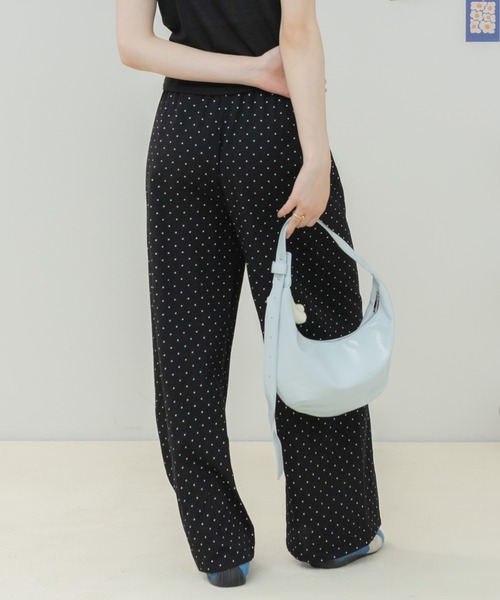 HEILIS(ヘイリス)の「ドット柄ワイドパンツ / ドットパンツ ワイドパンツ イージーパンツ リラックスパンツ 柄パンツ 総柄パンツ ウエストゴム ロングパンツ ワイドシルエット カジュアルパンツ 旅行コーデ 春服 夏服 韓国ファッション モノトーン(その他パンツ・レディース・ブラック/ホワイト・FREE)」の20枚目の写真