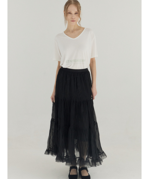 Sorry,Too Much Love（ソーリートゥーマッチラブ）の「Tiered Tulle Maxi Skirt_Black（スカート・レディース・その他・FREE）」の4枚目の写真