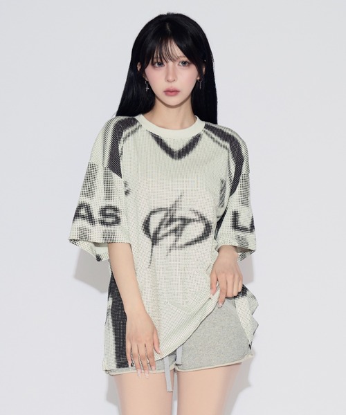 tinkerend(ティンカーエンド)の「Pixel Flow T-Shirt / ピクセルフローTシャツ ユニフォーム風(Tシャツ/カットソー・レディース・ブラック/ブルー・FREE)」の1枚目の写真