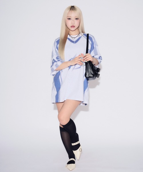 tinkerend(ティンカーエンド)の「Pixel Flow T-Shirt / ピクセルフローTシャツ ユニフォーム風(Tシャツ/カットソー・レディース・ブラック/ブルー・FREE)」の4枚目の写真
