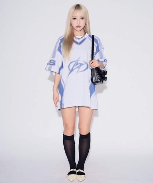 tinkerend(ティンカーエンド)の「Pixel Flow T-Shirt / ピクセルフローTシャツ ユニフォーム風(Tシャツ/カットソー・レディース・ブラック/ブルー・FREE)」の15枚目の写真