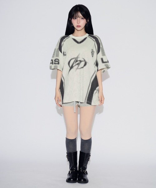 tinkerend(ティンカーエンド)の「Pixel Flow T-Shirt / ピクセルフローTシャツ ユニフォーム風(Tシャツ/カットソー・レディース・ブラック/ブルー・FREE)」の10枚目の写真