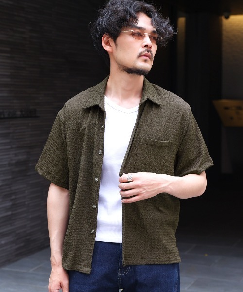 LUXSTYLE(ラグスタイル)の「楊柳半袖シャツ(シャツ/ブラウス・メンズ・チャコール/ホワイト/ブラック・L/M)」の20枚目の写真