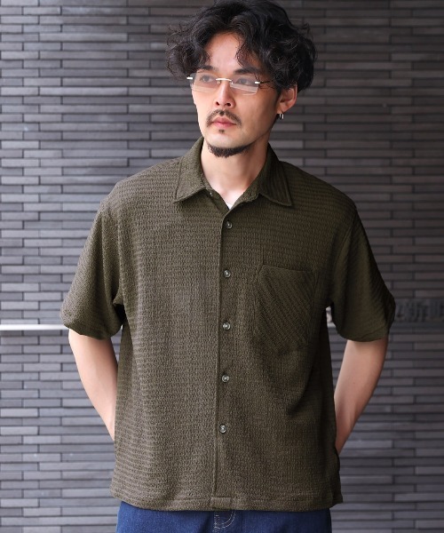 LUXSTYLE(ラグスタイル)の「楊柳半袖シャツ(シャツ/ブラウス・メンズ・チャコール/ホワイト/ブラック・L/M)」の19枚目の写真