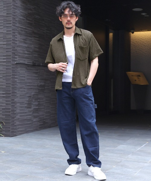 LUXSTYLE(ラグスタイル)の「楊柳半袖シャツ(シャツ/ブラウス・メンズ・チャコール/ホワイト/ブラック・L/M)」の18枚目の写真