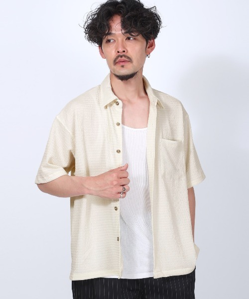 LUXSTYLE(ラグスタイル)の「楊柳半袖シャツ(シャツ/ブラウス・メンズ・チャコール/ホワイト/ブラック・L/M)」の17枚目の写真