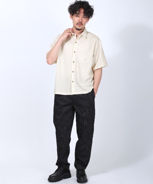LUXSTYLE(ラグスタイル)の「楊柳半袖シャツ(シャツ/ブラウス・メンズ・チャコール/ホワイト/ブラック・L/M)」の16枚目の写真