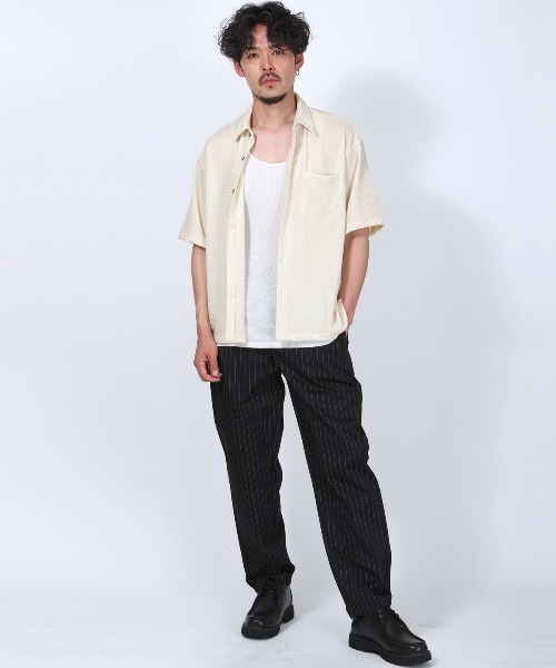 LUXSTYLE(ラグスタイル)の「楊柳半袖シャツ(シャツ/ブラウス・メンズ・チャコール/ホワイト/ブラック・L/M)」の15枚目の写真