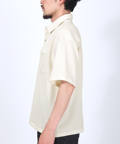 LUXSTYLE(ラグスタイル)の「楊柳半袖シャツ(シャツ/ブラウス・メンズ・チャコール/ホワイト/ブラック・L/M)」の14枚目の写真