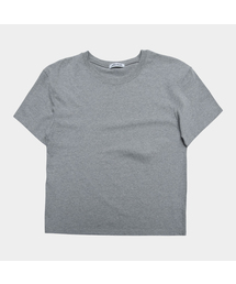 ベーシックセミクロップラウンドネックオーバーサイズコットンデイリー半袖シグネチャーTシャツ_3COLOR