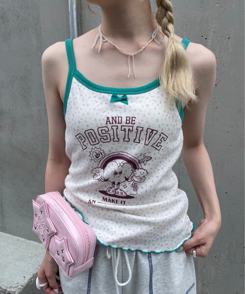 HELLO.SANFRANCISCO(ハローサンフランシスコ)の「【HELLO.SANFRANCISCO】アソート柄カップ付キャミ(キャミソール・レディース・イエロー/ピンク/グリーン・ONE SIZE)」の1枚目の写真