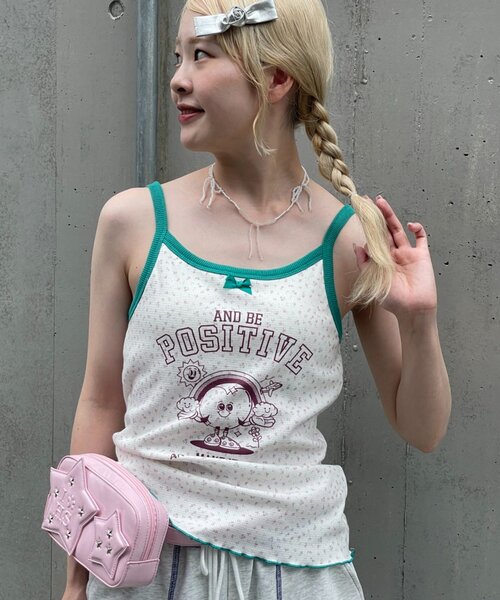 HELLO.SANFRANCISCO(ハローサンフランシスコ)の「【HELLO.SANFRANCISCO】アソート柄カップ付キャミ(キャミソール・レディース・イエロー/ピンク/グリーン・ONE SIZE)」の4枚目の写真