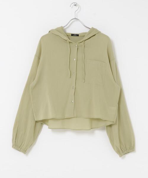 ITEMS URBANRESEARCH(アイテムズ アーバンリサーチ)の「フードクロップドワッシャーシャツ(シャツ/ブラウス・レディース・チャコールグレー/ホワイト/カーキ・FREE)」の17枚目の写真