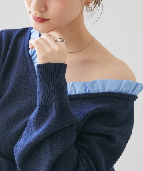 RANAN(ラナン)の「2WAYフリル衿ニット(ニット/セーター・レディース・アイボリー/ネイビー/グレー/ブラウン・M/LL/L)」の21枚目の写真