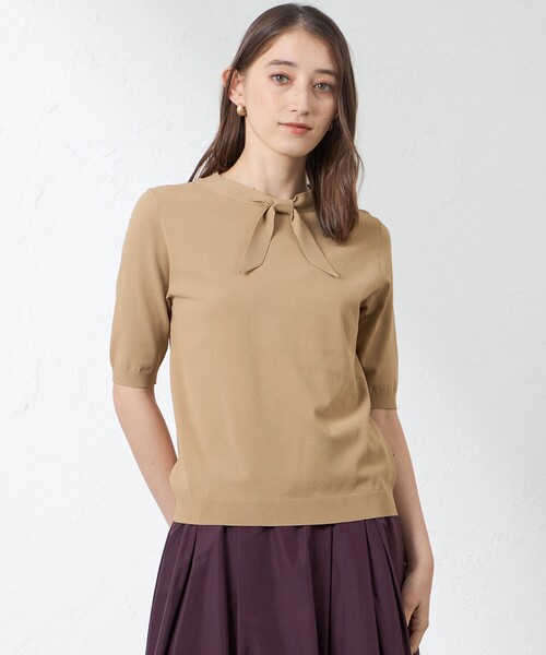 amaca(アマカ)の「【接触冷感・UV対策】ライトレーヨンストレッチ プルオーバー(Tシャツ/カットソー・レディース・ダークネイビー/ワイン/ベージュ系その他・38)」の2枚目の写真