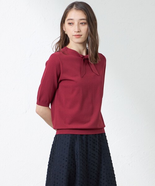 amaca(アマカ)の「【接触冷感・UV対策】ライトレーヨンストレッチ プルオーバー(Tシャツ/カットソー・レディース・ダークネイビー/ワイン/ベージュ系その他・38)」の3枚目の写真