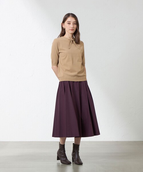 amaca(アマカ)の「【接触冷感・UV対策】ライトレーヨンストレッチ プルオーバー(Tシャツ/カットソー・レディース・ダークネイビー/ワイン/ベージュ系その他・38)」の7枚目の写真