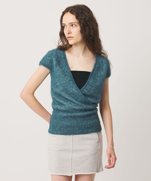 ATTISESSION(アティセッション)の「<ATTISESSION>カシュクール カップスリーブ ニット(ニット/セーター・レディース・グレー系/ターコイズブルー系/ブラック・FREE)」の4枚目の写真