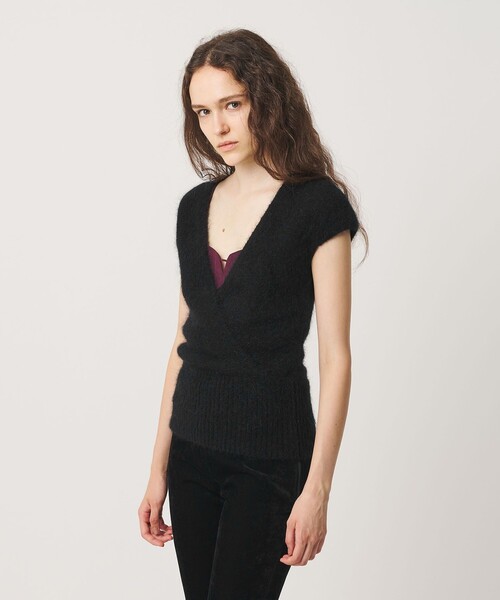 ATTISESSION(アティセッション)の「<ATTISESSION>カシュクール カップスリーブ ニット(ニット/セーター・レディース・グレー系/ターコイズブルー系/ブラック・FREE)」の5枚目の写真