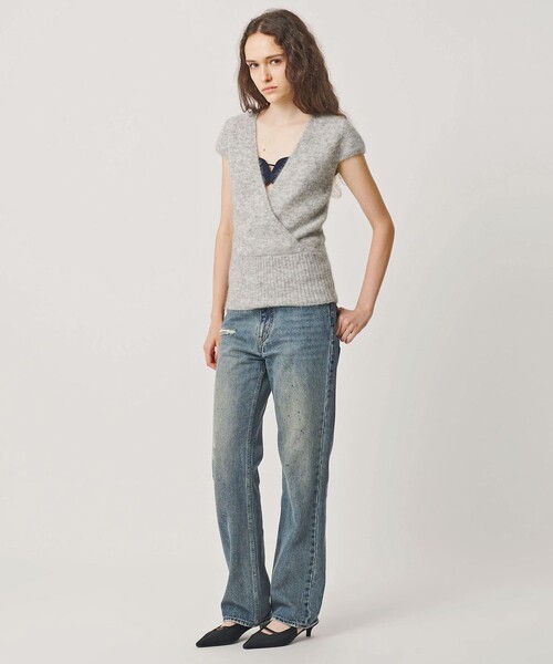 ATTISESSION(アティセッション)の「<ATTISESSION>カシュクール カップスリーブ ニット(ニット/セーター・レディース・グレー系/ターコイズブルー系/ブラック・FREE)」の7枚目の写真