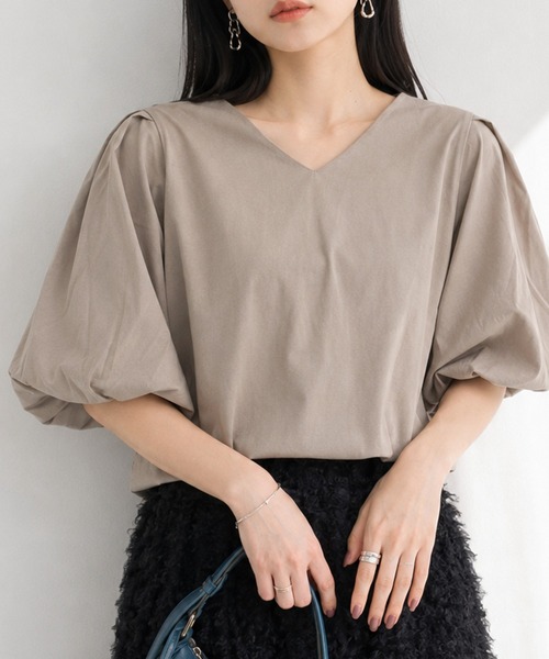 itto...(イット)の「コットン100%パフスリーブバルーン袖カットソー(Tシャツ/カットソー・レディース・ブラック/オフホワイト/ミント/グレイッシュベージュ/チャコールグレー・LL~3L/M~L/4L~5L)」の13枚目の写真